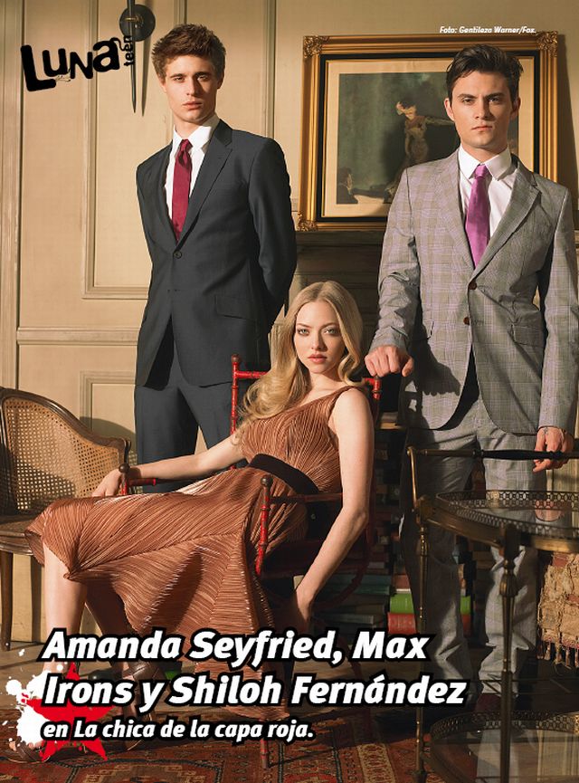 Amanda Seyfried, Max Irons y Sholoh Fernández en La chica de la capa roja
